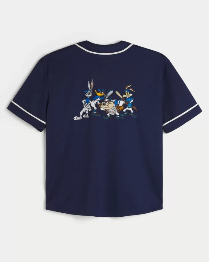 Boxy Looney Tunes Graphic Baseball Jersey,Boxy Looney Tunes Graphic Baseball Jersey