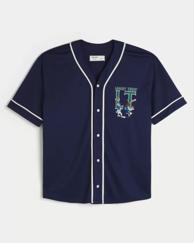 Boxy Looney Tunes Graphic Baseball Jersey,Boxy Looney Tunes Graphic Baseball Jersey