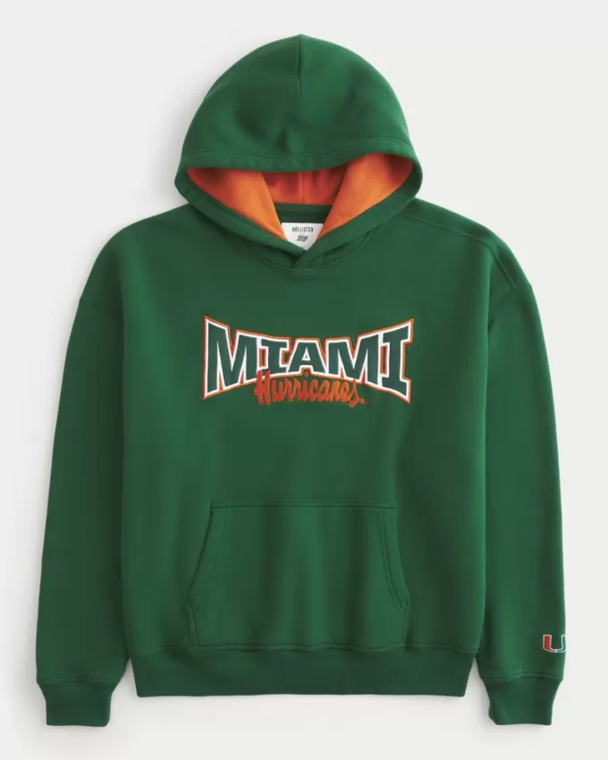 Boxy Miami Hurricanes Graphic Hoodie,Boxy Miami Hurricanes Graphic Hoodie