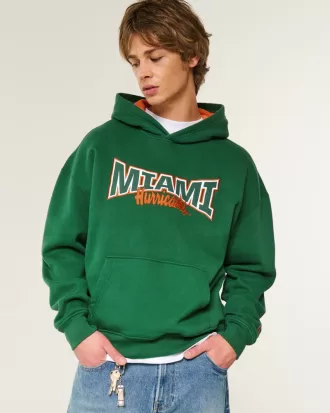 Boxy Miami Hurricanes Graphic Hoodie,Boxy Miami Hurricanes Graphic Hoodie