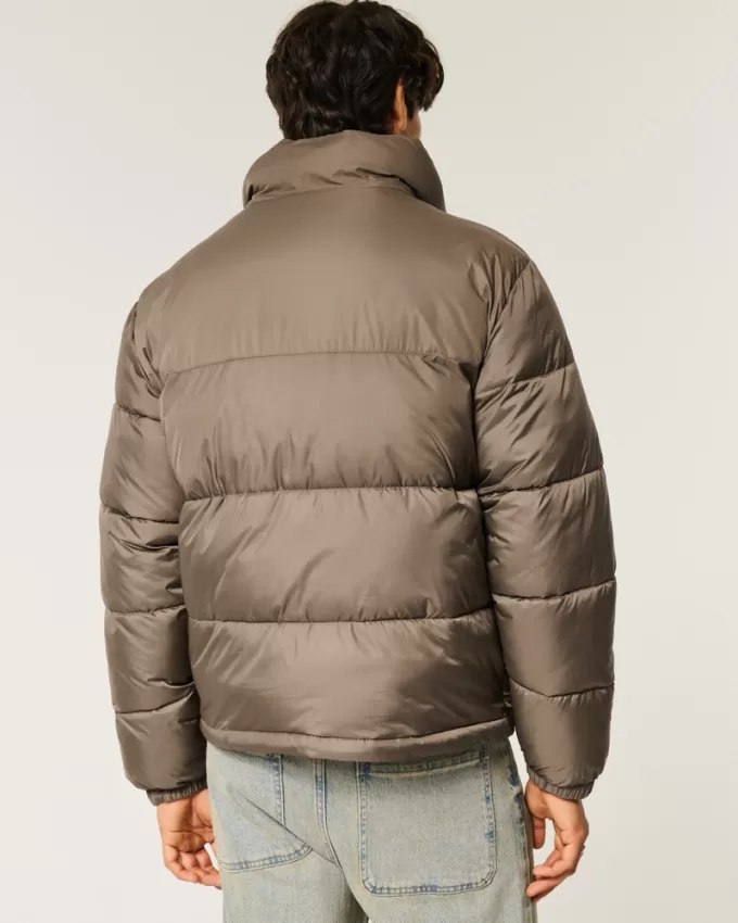 Boxy Mock-Neck Puffer Jacket,Boxy Mock-Neck Puffer Jacket