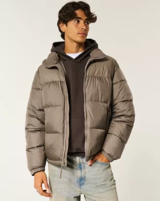 Boxy Mock-Neck Puffer Jacket,Boxy Mock-Neck Puffer Jacket