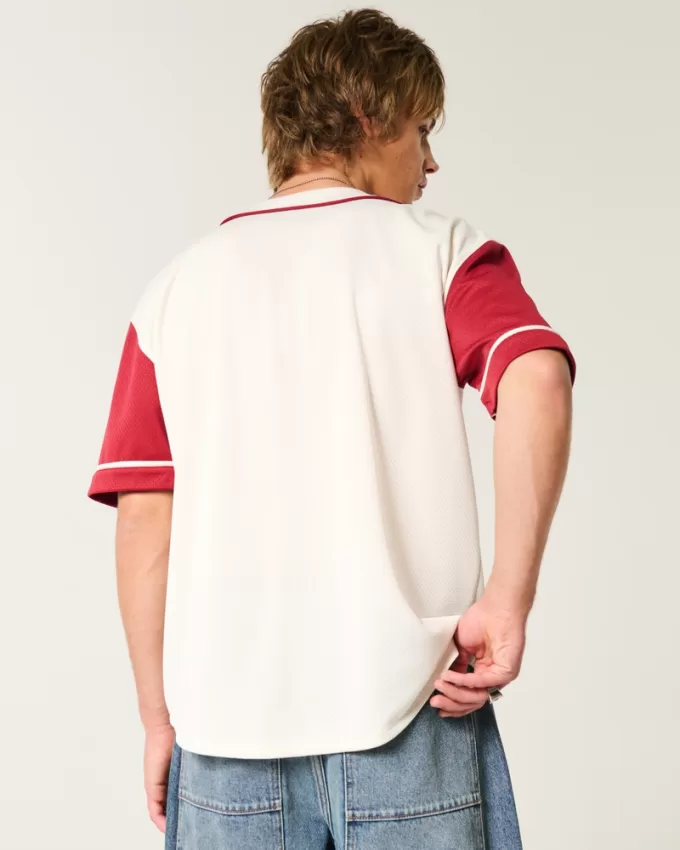Boxy Number Graphic Baseball Jersey,Boxy Number Graphic Baseball Jersey