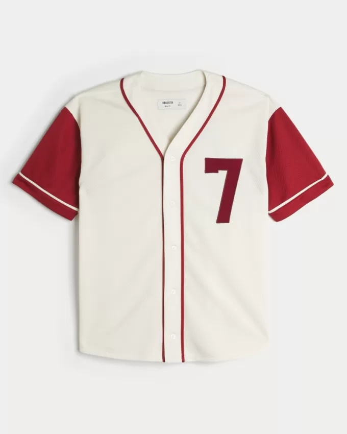 Boxy Number Graphic Baseball Jersey,Boxy Number Graphic Baseball Jersey