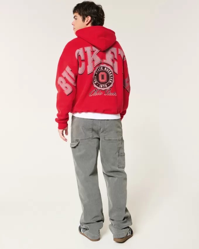 Boxy Ohio State Buckeyes Graphic Hoodie,Boxy Ohio State Buckeyes Graphic Hoodie