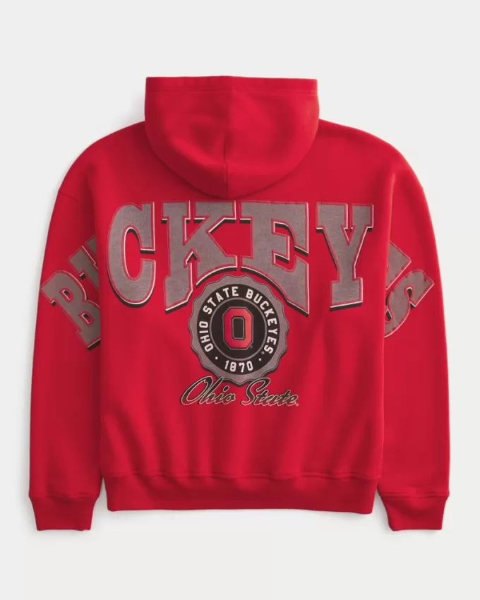 Boxy Ohio State Buckeyes Graphic Hoodie,Boxy Ohio State Buckeyes Graphic Hoodie