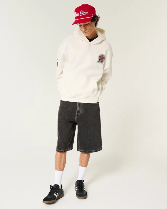 Boxy Ohio State Buckeyes Graphic Hoodie,Boxy Ohio State Buckeyes Graphic Hoodie