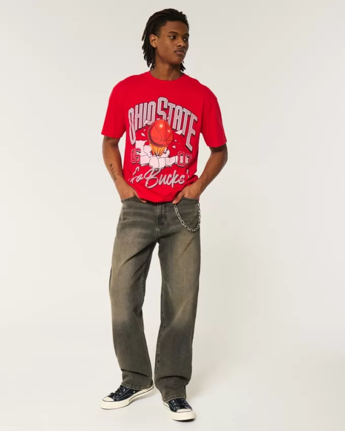 Boxy Ohio State Buckeyes Graphic Tee,Boxy Ohio State Buckeyes Graphic Tee