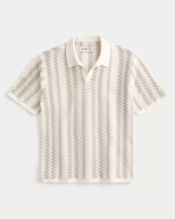 Boxy Pattern Sweater Polo,Boxy Pattern Sweater Polo