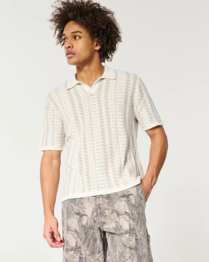 Boxy Pattern Sweater Polo,Boxy Pattern Sweater Polo