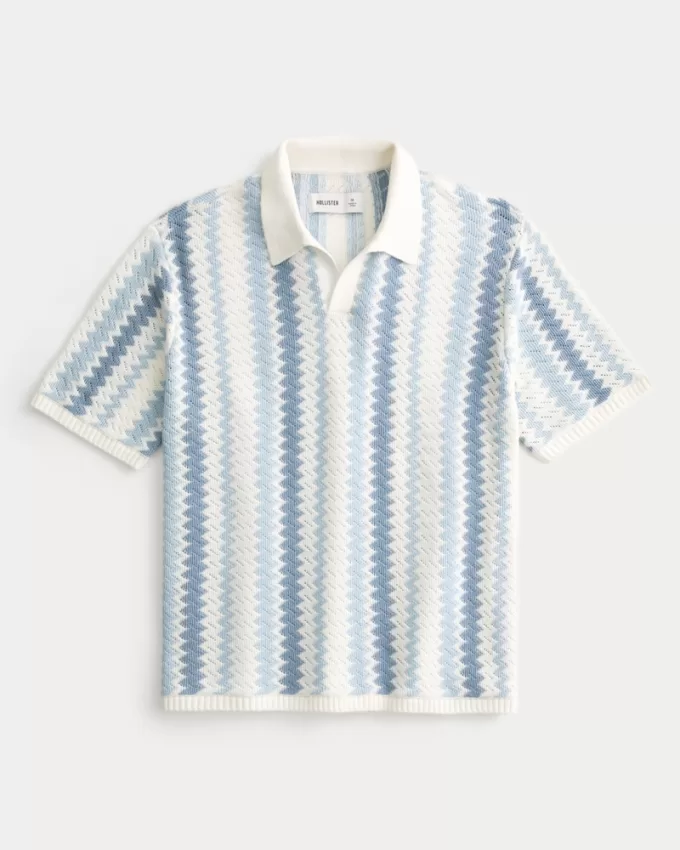 Boxy Pattern Sweater Polo,Boxy Pattern Sweater Polo