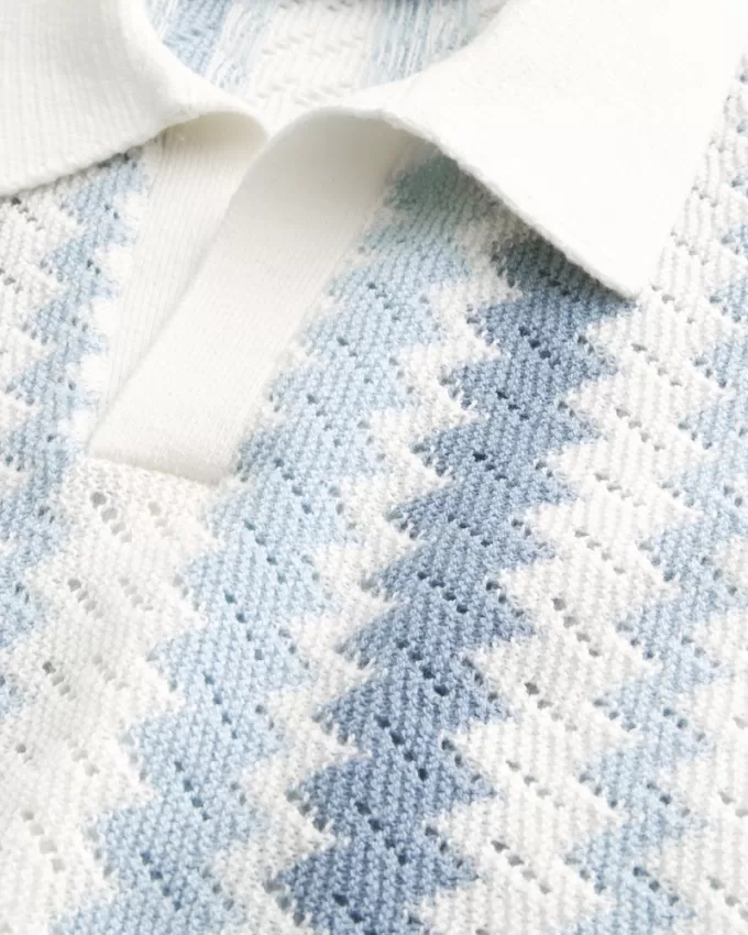 Boxy Pattern Sweater Polo,Boxy Pattern Sweater Polo