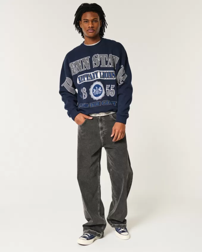 Boxy Penn State Nittany Lions Graphic Crew Sweatshirt,Boxy Penn State Nittany Lions Graphic Crew Sweatshirt