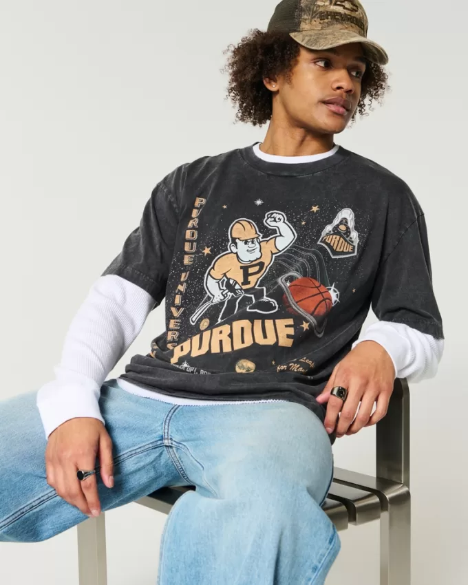 Boxy Purdue University Graphic Tee,Boxy Purdue University Graphic Tee