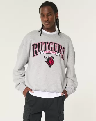 Boxy Rutgers University Graphic Crew Sweatshirt,Boxy Rutgers University Graphic Crew Sweatshirt