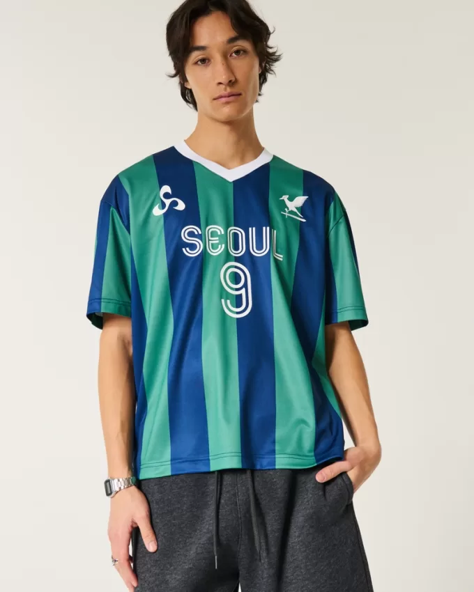 Boxy Seoul Graphic Soccer Jersey,Boxy Seoul Graphic Soccer Jersey