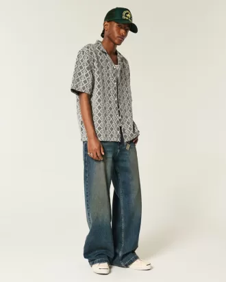 Boxy Short-Sleeve Crochet-Style Shirt,Boxy Short-Sleeve Crochet-Style Shirt