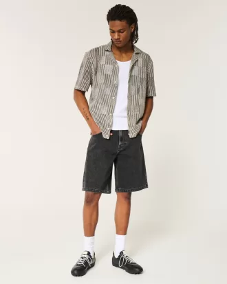 Boxy Short-Sleeve Crochet-Style Shirt,Boxy Short-Sleeve Crochet-Style Shirt