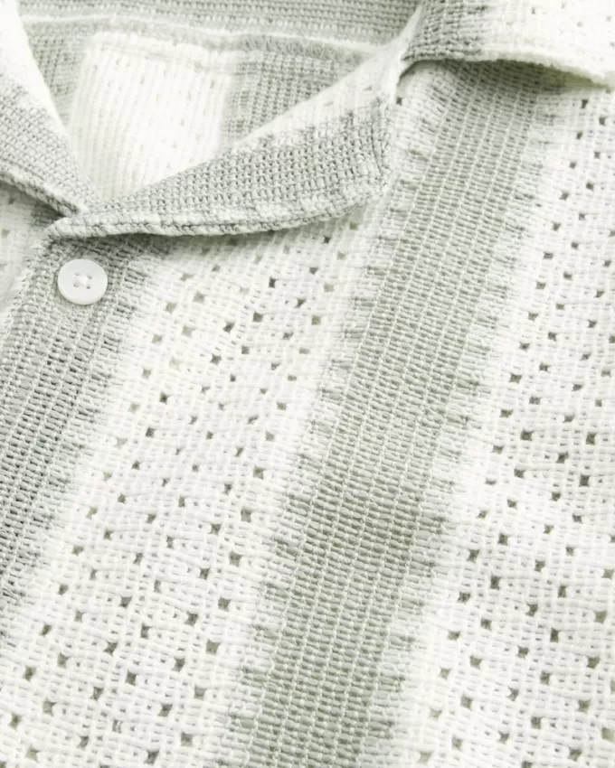 Boxy Short-Sleeve Crochet-Style Shirt,Boxy Short-Sleeve Crochet-Style Shirt