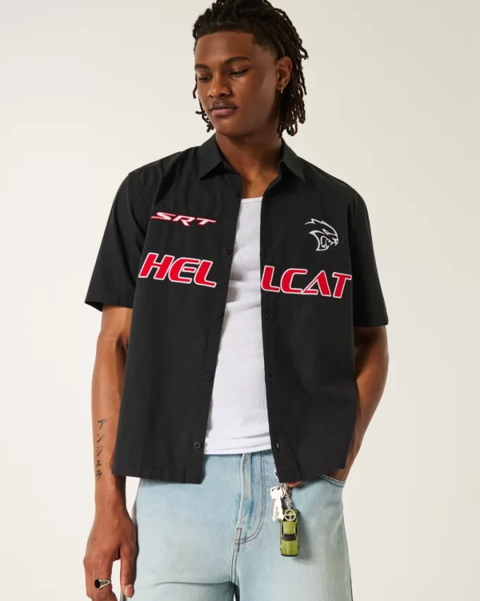 Boxy Short-Sleeve Dodge Hellcat Graphic Shirt,Boxy Short-Sleeve Dodge Hellcat Graphic Shirt