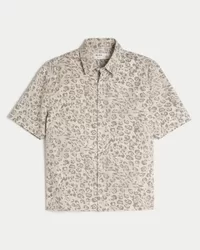 Boxy Short-Sleeve Leopard Print Poplin Shirt,Boxy Short-Sleeve Leopard Print Poplin Shirt
