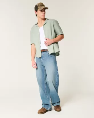 Boxy Short-Sleeve Linen-Blend Shirt,Boxy Short-Sleeve Linen-Blend Shirt