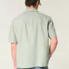 Boxy Short-Sleeve Linen-Blend Shirt,Boxy Short-Sleeve Linen-Blend Shirt