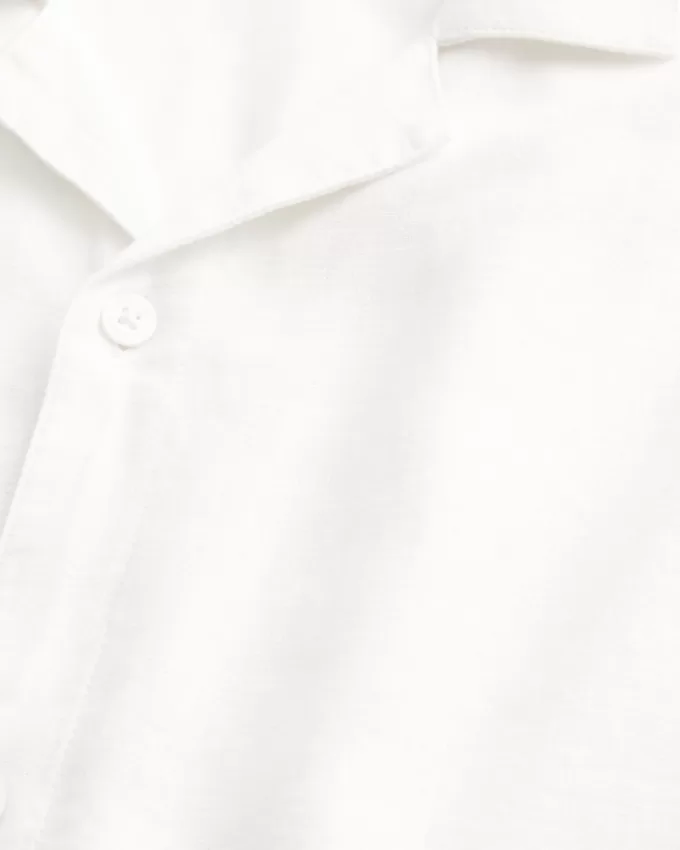 Boxy Short-Sleeve Linen-Blend Shirt,Boxy Short-Sleeve Linen-Blend Shirt