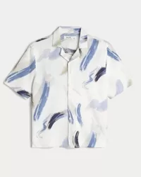 Boxy Short-Sleeve Linen-Blend Shirt,Boxy Short-Sleeve Linen-Blend Shirt