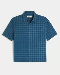 Boxy Short-Sleeve Plaid Shirt,Boxy Short-Sleeve Plaid Shirt