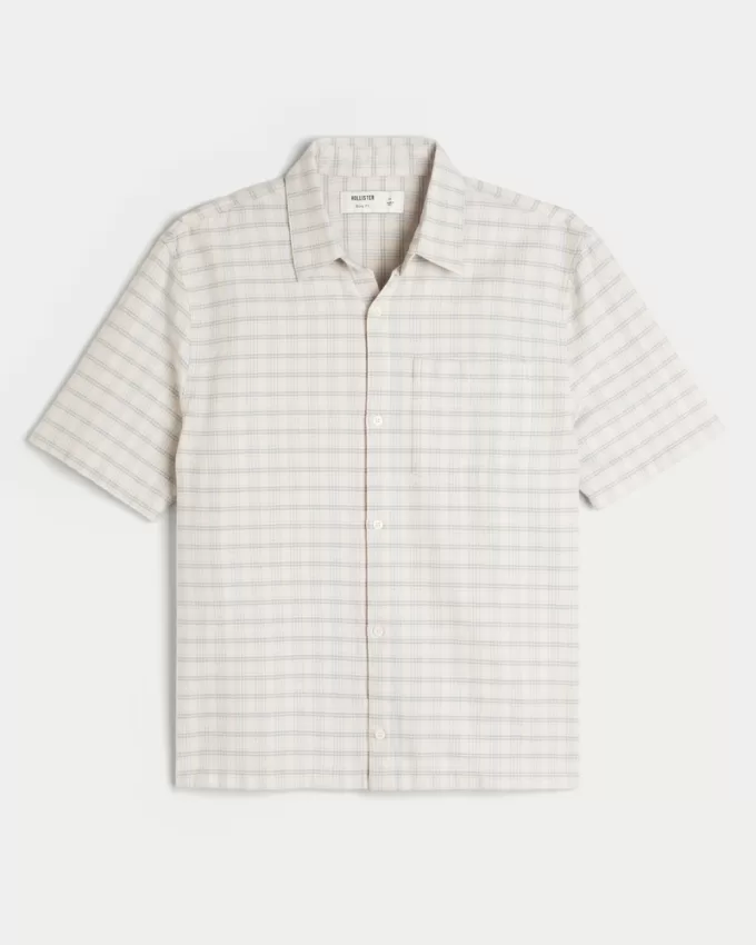 Boxy Short-Sleeve Plaid Shirt,Boxy Short-Sleeve Plaid Shirt