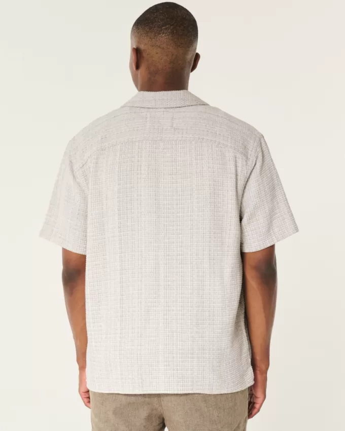 Boxy Short-Sleeve Textured Shirt,Boxy Short-Sleeve Textured Shirt
