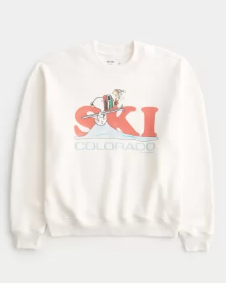 Boxy Snoopy Graphic Crew Sweatshirt,Boxy Snoopy Graphic Crew Sweatshirt