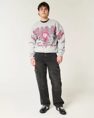 Boxy Texas A&M University Graphic Crew Sweatshirt,Boxy Texas A&M University Graphic Crew Sweatshirt