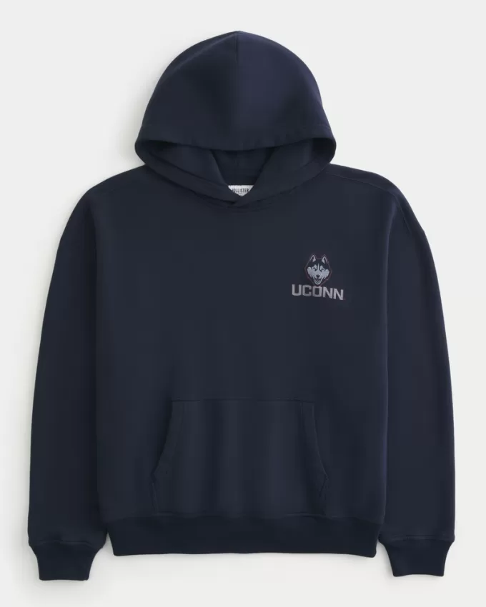 Boxy UConn Graphic Hoodie,Boxy UConn Graphic Hoodie