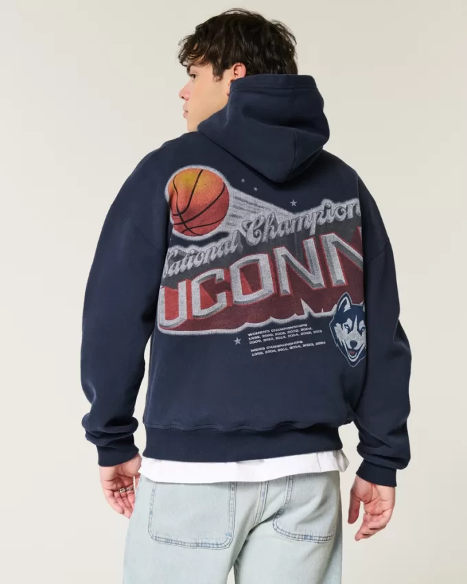 Boxy UConn Graphic Hoodie,Boxy UConn Graphic Hoodie