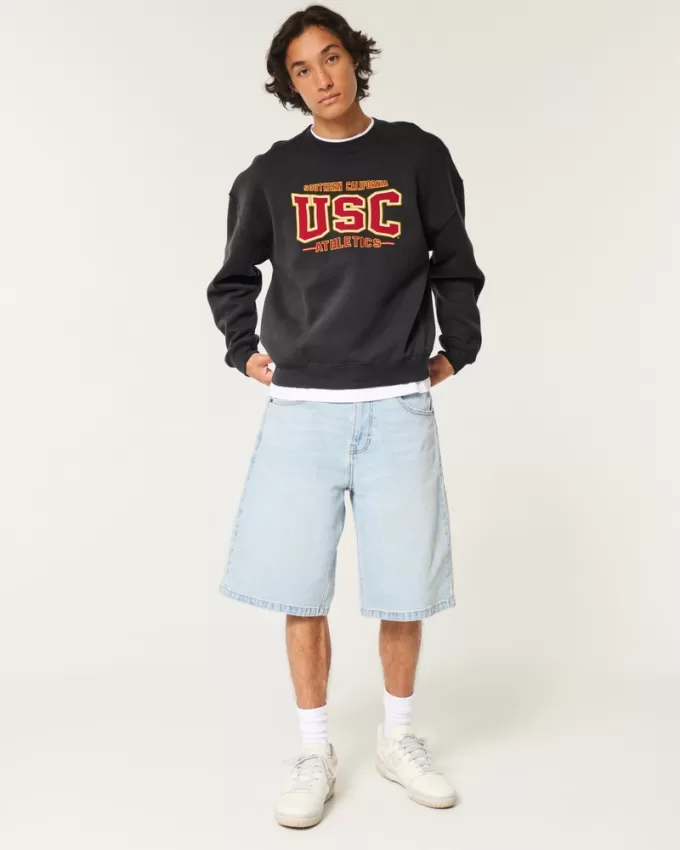 Boxy USC Athletics Graphic Crew Sweatshirt,Boxy USC Athletics Graphic Crew Sweatshirt