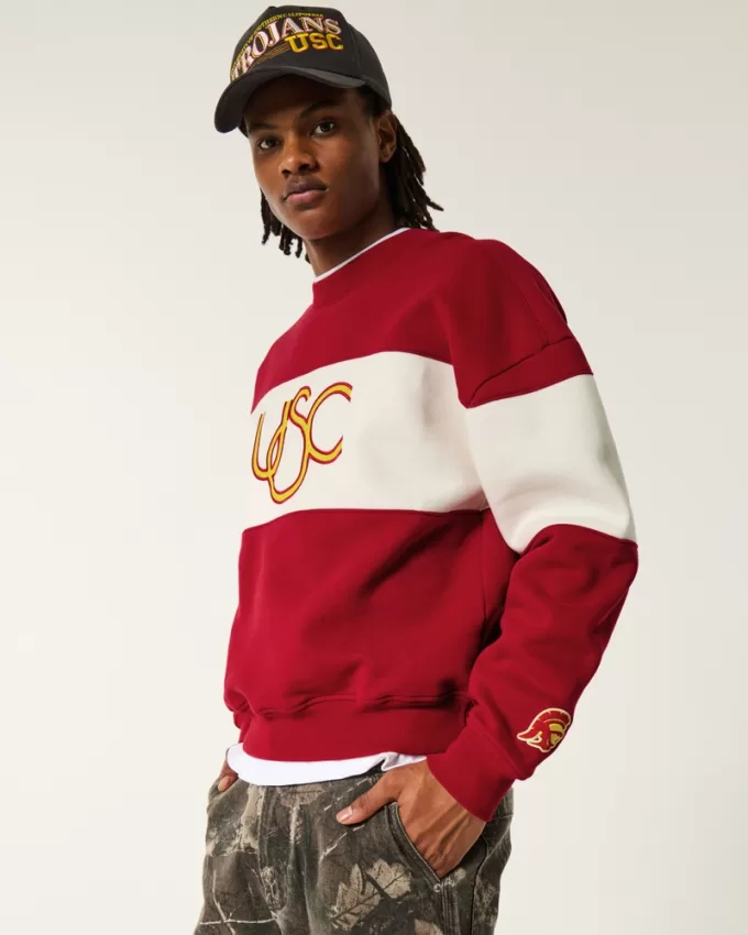 Boxy USC Graphic Crew Sweatshirt,Boxy USC Graphic Crew Sweatshirt
