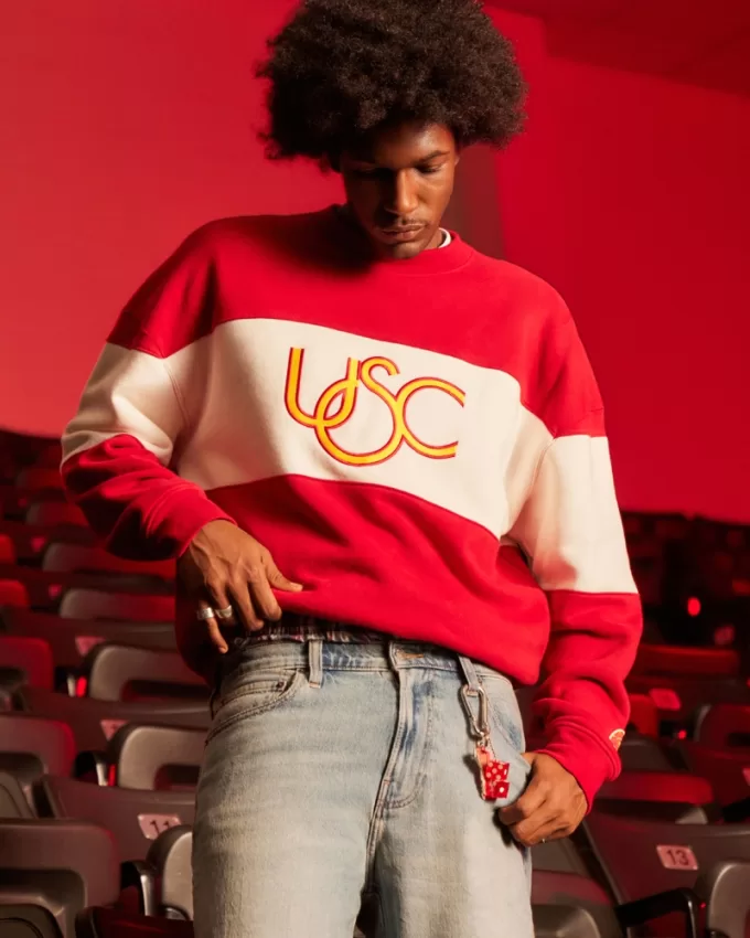 Boxy USC Graphic Crew Sweatshirt,Boxy USC Graphic Crew Sweatshirt