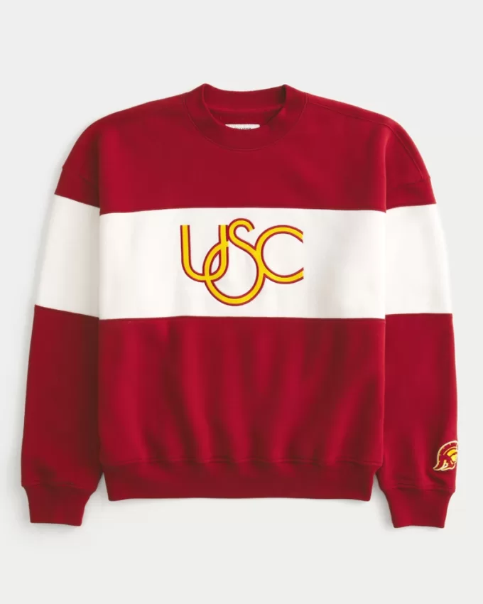 Boxy USC Graphic Crew Sweatshirt,Boxy USC Graphic Crew Sweatshirt