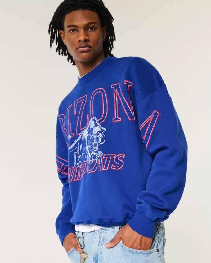 Boxy University of Arizona Wildcats Graphic Crew Sweatshirt,Boxy University of Arizona Wildcats Graphic Crew Sweatshirt