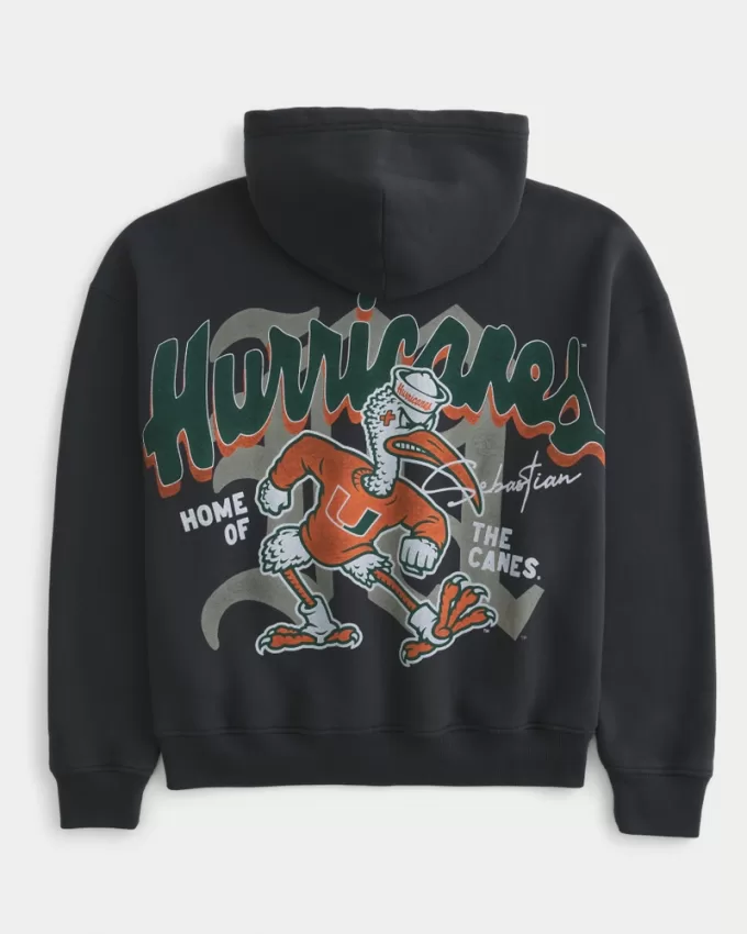 Boxy University of Miami Graphic Hoodie,Boxy University of Miami Graphic Hoodie