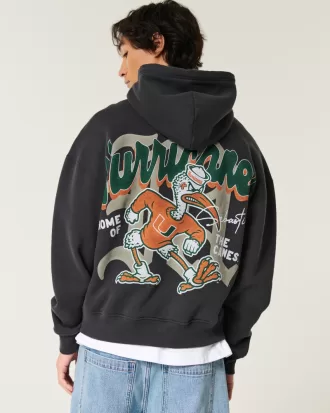 Boxy University of Miami Graphic Hoodie,Boxy University of Miami Graphic Hoodie