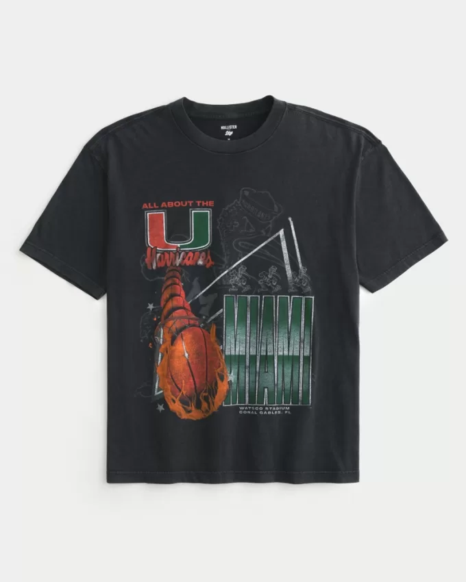 Boxy University of Miami Hurricanes Graphic Tee,Boxy University of Miami Hurricanes Graphic Tee Boxy University of Miami Hurricanes Graphic Tee,Boxy University of Miami Hurricanes Graphic Tee