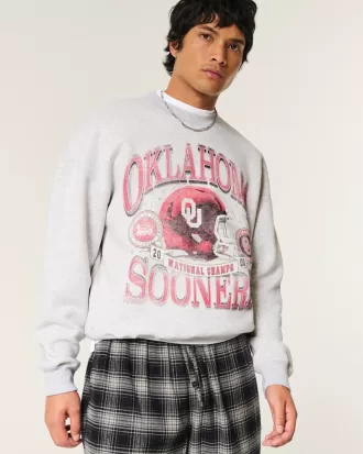 Boxy University of Oklahoma Sooners Graphic Crew Sweatshirt,Boxy University of Oklahoma Sooners Graphic Crew Sweatshirt