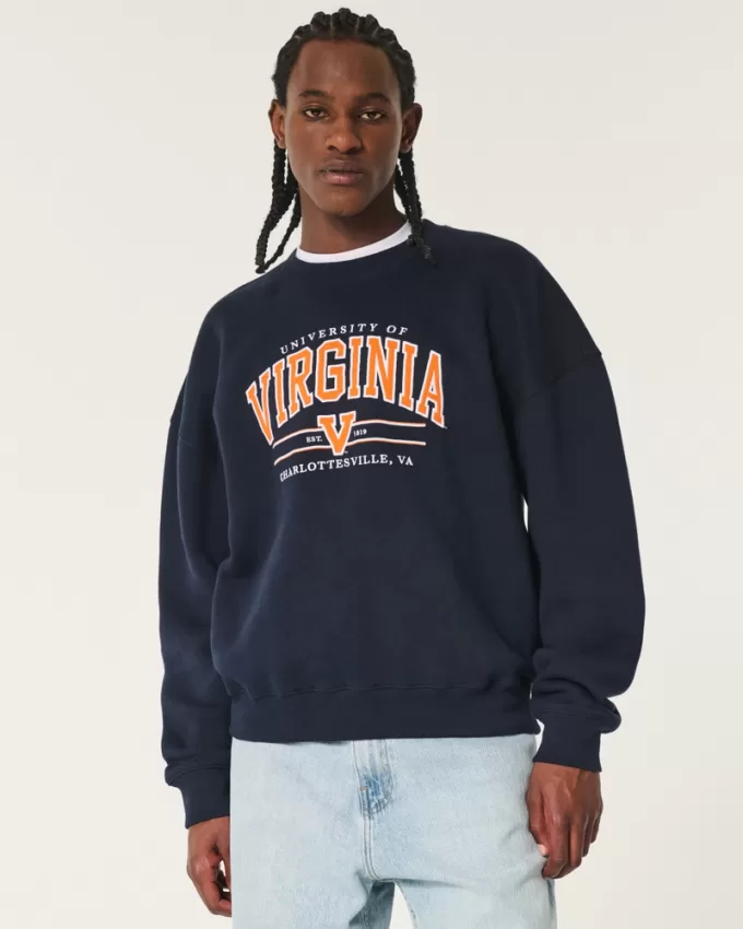 Boxy University of Virginia Graphic Crew Sweatshirt,Boxy University of Virginia Graphic Crew Sweatshirt