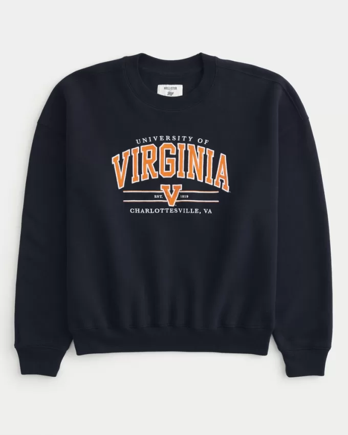 Boxy University of Virginia Graphic Crew Sweatshirt,Boxy University of Virginia Graphic Crew Sweatshirt