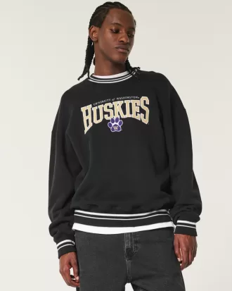 Boxy University of Washington Huskies Graphic Crew Sweatshirt,Boxy University of Washington Huskies Graphic Crew Sweatshirt
