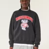 Boxy University of Wisconsin Graphic Crew Sweatshirt,Boxy University of Wisconsin Graphic Crew Sweatshirt
