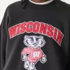 Boxy University of Wisconsin Graphic Crew Sweatshirt,Boxy University of Wisconsin Graphic Crew Sweatshirt
